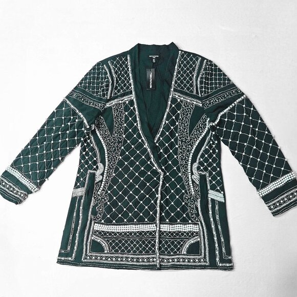 Emerald Green Beaded Oversized Blazer - Size 12 US - Picture 2 of 5